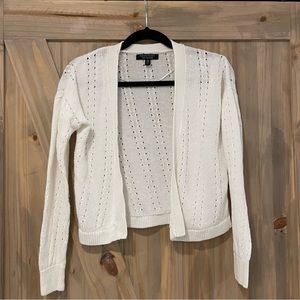 Banana Republic White Linen Pointelle Open Cardigan Crochet XS